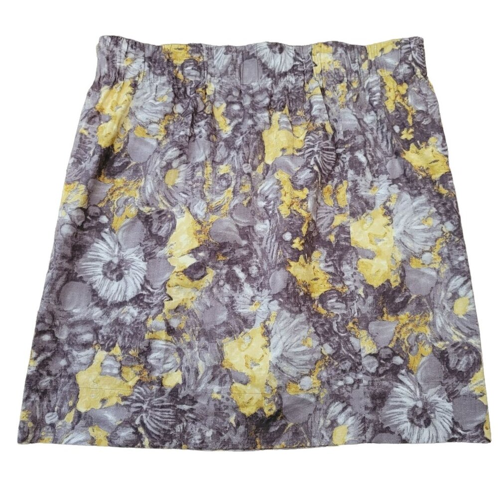 Talbot's Floral Skirt Petite Woman's Pencil Mini Grey Yellow Size 14P JJ1523